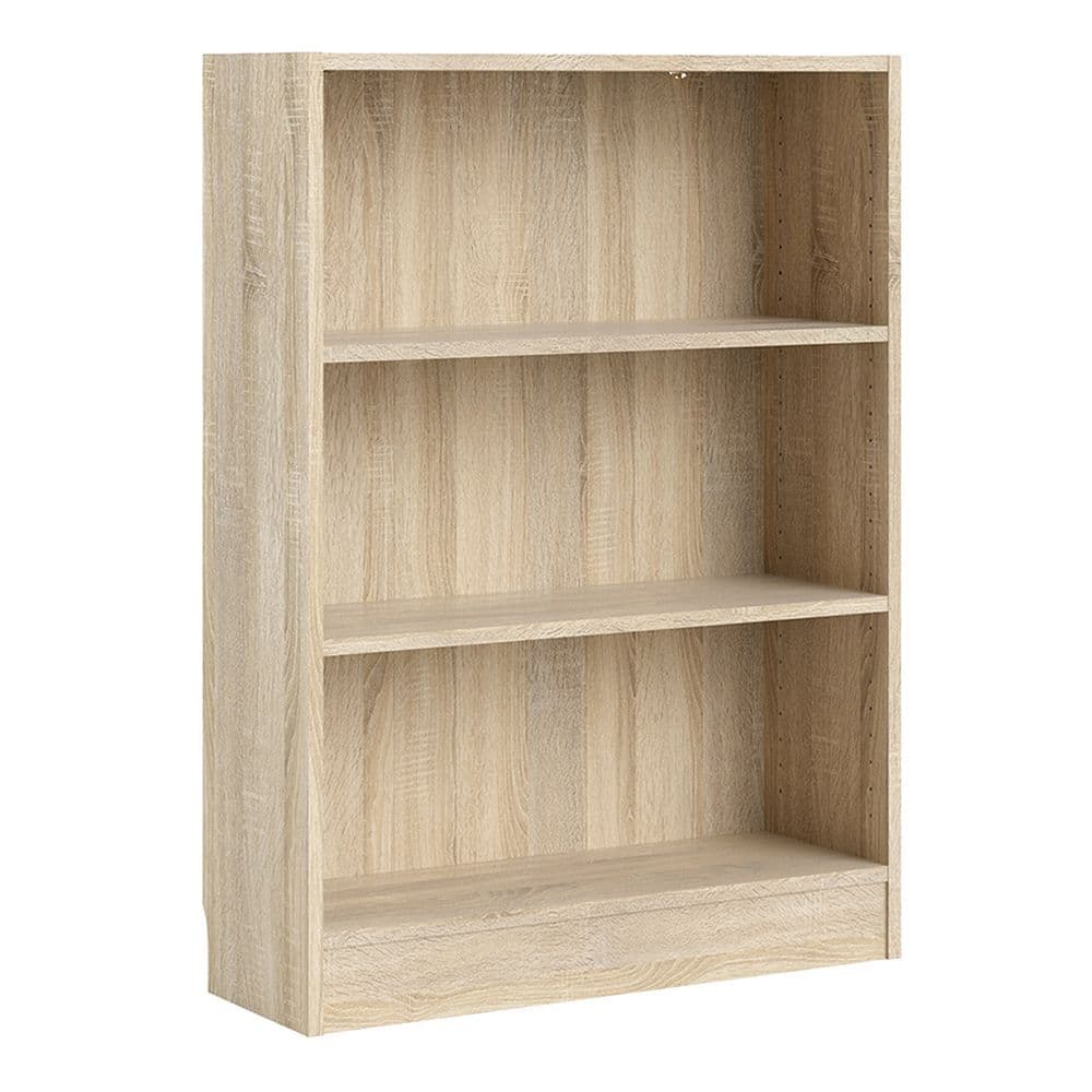 Essentials Low Wide Bookcase (2 Shelves) in Oak
